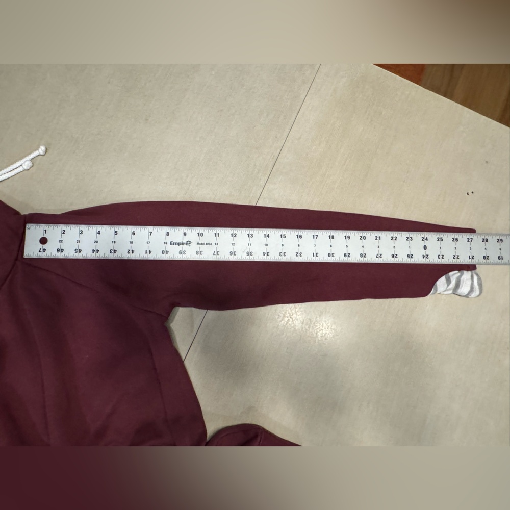 Women's Burgundy Double Hooded Sweatshirt Medium - Picture 9 of 11